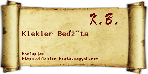 Klekler Beáta névjegykártya