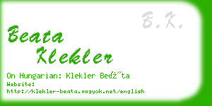 beata klekler business card